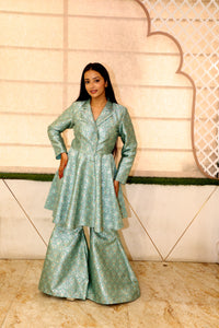 Green Premium Brocade Kurta Set For Women