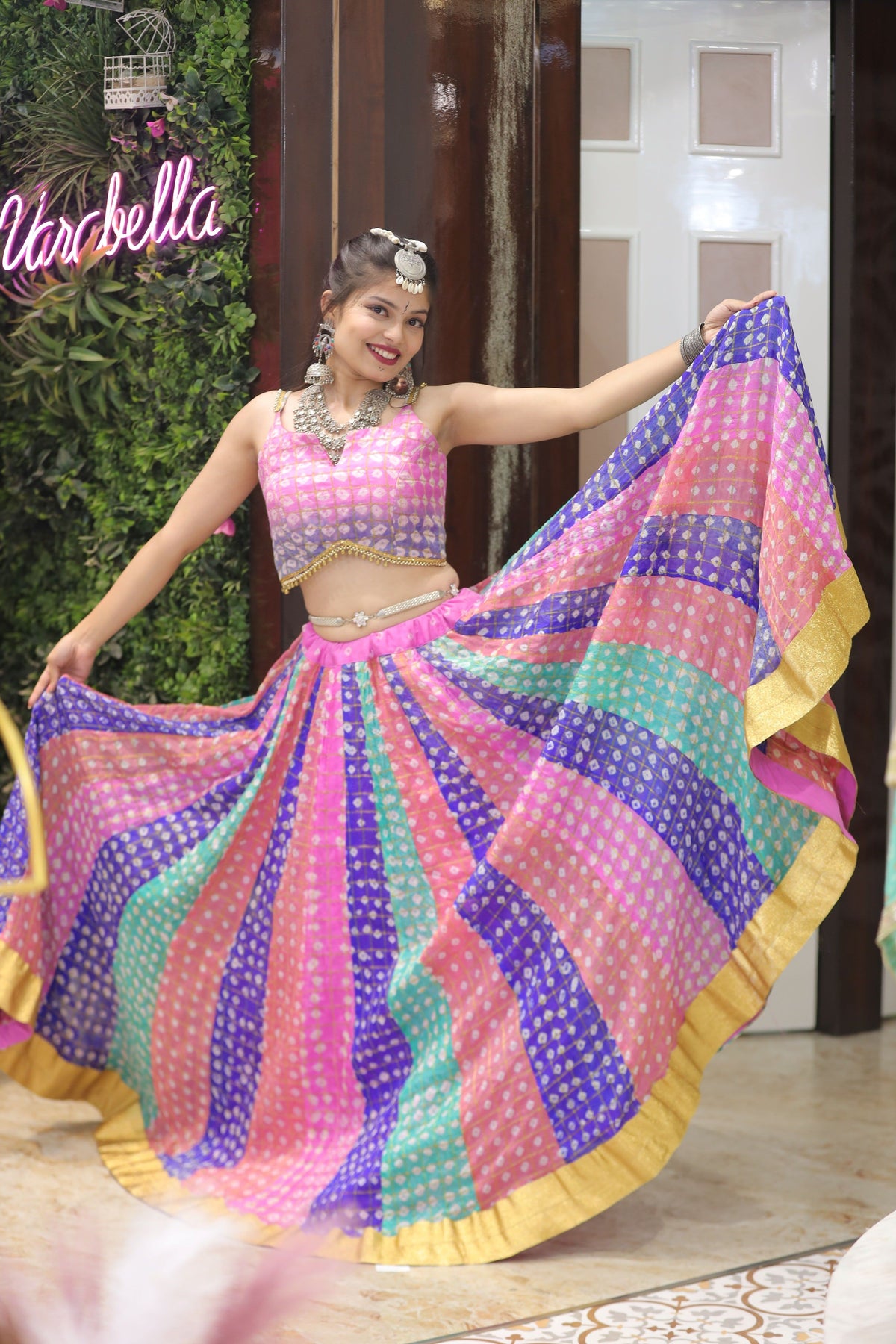 Multicolor Premium And Elegant Bandhej Lehenga For Women