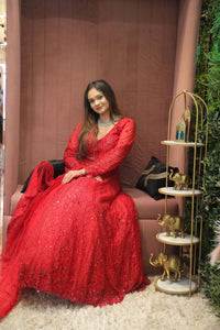 Red Premium And Elegant Net Lehenga For Women