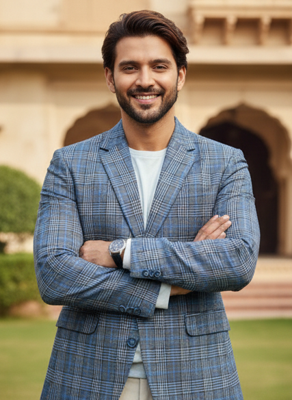 Worsted Cotton Double-Breasted Blazer