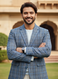 Worsted Cotton Double-Breasted Blazer