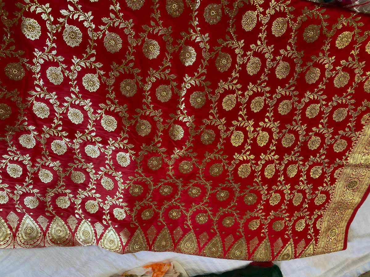 Red Bridal Banarasi Silk Saree with Zari Work