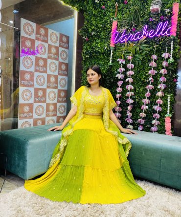 Yellow Crop Top and Skirt Set for Weddings and Events